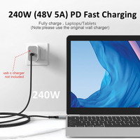 Cable de carga rápida USB tipo C, 240W, 5A, con certificación CE, FCC, RoHS, CA65, UKCA