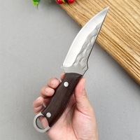 Couteau à viande mongol à tenir à la main - Ambidextre, écologique, pour le camping et les activités de plein air, petit couteau forgé en acier au carbone 5Cr pour couper la viande et les fruits