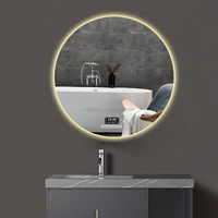 Miroir mural rond à LED personnalisé avec écran tactile intelligent Bluetooth pour salle de bain