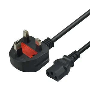SIPU high grade UK Computer Power Cord - 3 Pin Mains Lead - C13 black