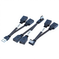 Câble d'extension USB-A 2-en-1 plat coudé en cuivre étamé, prend en charge le transfert de données et la charge rapide 65W avec commutation pour usage personnel