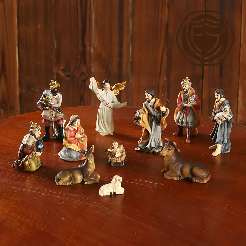 Botu Nativity Ornaments Jesus Decor Animal Tabletop Decor Gifts For Office Resin Jesus Christmas Figurine Resin Church Statues