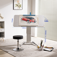 Bureau d'ordinateur mobile en métal à hauteur réglable, bureau pneumatique, table à dessin relevable et bureau d'étude à domicile