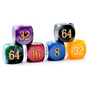 Ensemble de 5 dés de backgammon en perles de 22 mm, grand <span class=keywords><strong>cube</strong></span> de multiplication de backgammon et dés de 16 mm, marbré vert/blanc - Product Image 2