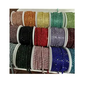 Wholesale SS12 multi color crystal rhinestone chains cup chains roll rhinestones for Garment accessories
