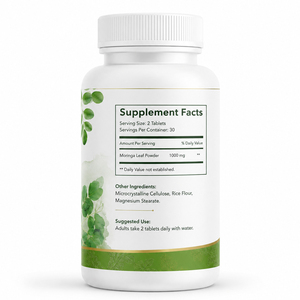 Comprimés de poudre de feuilles de Moringa Oleifera biologique à marque privée – Supplément antioxydant à base de plantes pour le soutien immunitaire et la santé digestive – Certifié GMP - Product Image 6