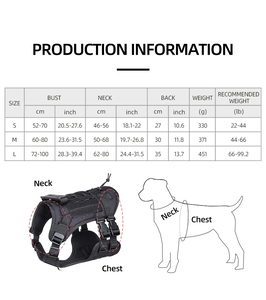 Tactical Pet Harness Multi-Functional Adjustable Reflective Breathable Oxford Vest Large <b>Dogs</b> Soft Padded No-Choke <b>Button</b> - Product Image 4