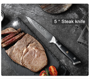 Couteaux à steak de damas manche g10, ensemble de couteaux de cuisine domestique haute qualité en acier, damas hôtel occidental restaurant - Product Image 2