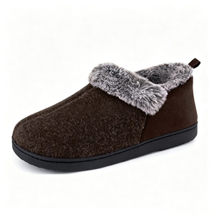 <span class=keywords><strong>Chaussons</strong></span> en feutre de laine pour hommes, mules chaudes à semelle en mousse à mémoire de forme haute densité, à enfiler, pour intérieur et extérieur, semelle en caoutchouc - Product Image 1