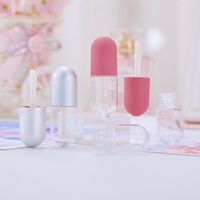 Tube de gloss à lèvres en forme de capsule de 3 ml, en plastique PETG rose, emballage de gloss à lèvres vide, flacon de teinte à lèvres