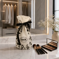 Pochette de voyage en coton et lin à cordon, imprimée sur toute la surface avec logo personnalisé, pour cosmétiques, parfums et maquillage
