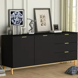 62.9 ''Wide 3 Lade Dressoir Buffet Tafel Met Gouden Frame Kast Keuken Meubels