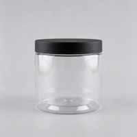 Bocaux en plastique PET transparents à large ouverture 350ml 400ml 500ml, bocaux blancs avec couvercles noirs pour emballage alimentaire haut de gamme