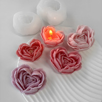 Coeur fleur bricolage à la main savon et Gel gypse bougie Silicone moule Rose aromathérapie pour gâteau outils Rose moule