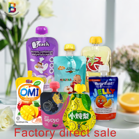 Emballage de jus en plastique imprimé sur mesure 100 ml 120 ml 200 ml, sachet doy sans BPA conforme à la FDA, poche à bec verseur pour gelée