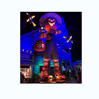Nouvelle sculpture géante de citrouille d'Halloween en fibre de verre pour l'extérieur avec éclairage LED pour la décoration commerciale d'Halloween