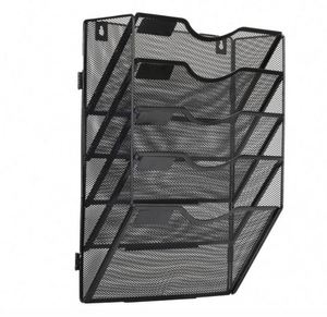 New Foldable Mesh Metal Door Wall Mount 5 Tier Hanging File <b>Folder</b> Organizer for Paper <b>Document</b> Magazine Rack - Product Image 3