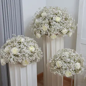 60 सेमी सेंटर टेबल बेबी सांस गुलाब फूल कृत्रिम फूल शादी के लिए शादी के फूल की गेंद