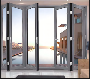 Pantalla plegable de vidrio templado de aleación de aluminio de diseño moderno, uso interior, superficie acabada de red de acero inoxidable plegable - Product Image 3