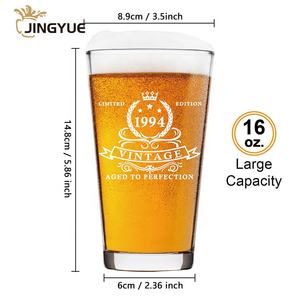 プレミアムユニーク面白い16オンスカスタムロゴ1994お父さん夫の誕生日プレゼントのための木製バレルギフトボックスでパイントグラスを飲むビール - Product Image 2