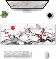 Tapis de souris grand format imperméable en caoutchouc antidérapant pour jeux vidéo, motif cerisier rose aquarelle, style japonais Sakura