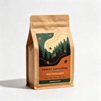 Sac à café en papier kraft à fond plat, scellé sur huit côtés, impression couleur personnalisée, qualité alimentaire, pour emballage de café en détail pour les cafés