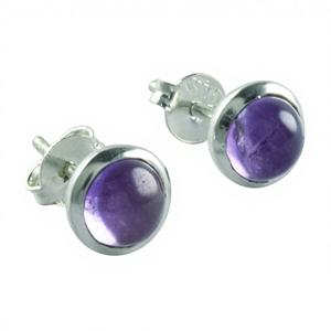 Pendientes de Plata de Ley 925 con Cabujón de Amatista de 3mm, Calidad Extrema, para Bodas, Regalos, Fiestas, Compromisos, Aniversarios - Product Image 1