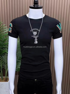Ingrosso da uomo estate nuova t-shirt ricamata a maniche corte in cotone mercerizzato moda giovanile tutto fiammifero tessuto a maglia oversize - Product Image 5