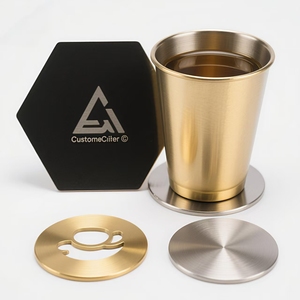 ที่รองแก้วโลหะสีเงินทำจากสเตนเลสมีบริการผลิตตามสั่งรูปทรงโลโก้ตามสั่ง - Product Image 2