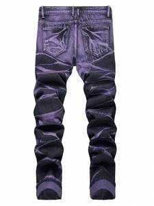 Pantalones Vaqueros Rectos de Diseño Moderno 2026 para Hombre, Estilo Urbano, Casuales, con Diseño Desgastado, Personalizados en Color Morado, Moda Juvenil - Product Image 2