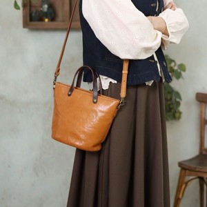 Nasman Genuine Leather Handbag Basket Shape Zipper Closure Women's Crossbody <b>Bag</b> Brown Coffee Color Durable Everyday Use - Product Image 3