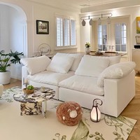 Canapé modulaire carré moderne italien, canapé nuage rembourré en tissu coton et lin, ensemble de canapés pour villa
