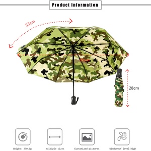 Wholesale Manual Open Fully Automatic Strong Waterproof Uv Sunny Rainy 3 Folding Umbrellas logo Camouflage Color Fiberglass Ribs - Product Image 6