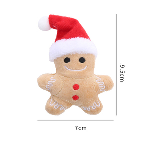 Manufacturer Wholesale Fashion Cute Pet Interactive Christmas Hat Gingerbread Man Pet Plush Toy Christmas <strong>Cat</strong> Toys with <strong>Catnip</strong> - Product Image 6