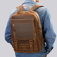 Sac à dos d'affaires en cuir de vachette Crazy Horse grande capacité rétro sacs d'ordinateur sac à dos pour ordinateur portable en cuir véritable pleine fleur