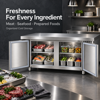 Refroidisseur d'air commercial pour cuisine, plan de travail en acier inoxydable, comptoir de restaurant sans givre