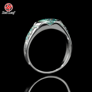 Redleaf 4*8mm Marquise berwarna Turquoise Moissanite 925 cincin perak Sterling - Product Image 3