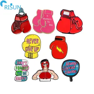 Promotional Customized 3D Pugilism Boxer Fighter Boxing Gloves Lapel Pins Badges Brooches Custom Boxing Enamel Pin
