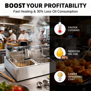 Friteuses électriques industrielles et commerciales OEM 12L à double cuve, pour frites <span class=keywords><strong>de</strong></span> pommes <span class=keywords><strong>de</strong></span> terre et poulet, avec fonction <span class=keywords><strong>de</strong></span> réduction <span class=keywords><strong>de</strong></span> la graisse - Product Image 4