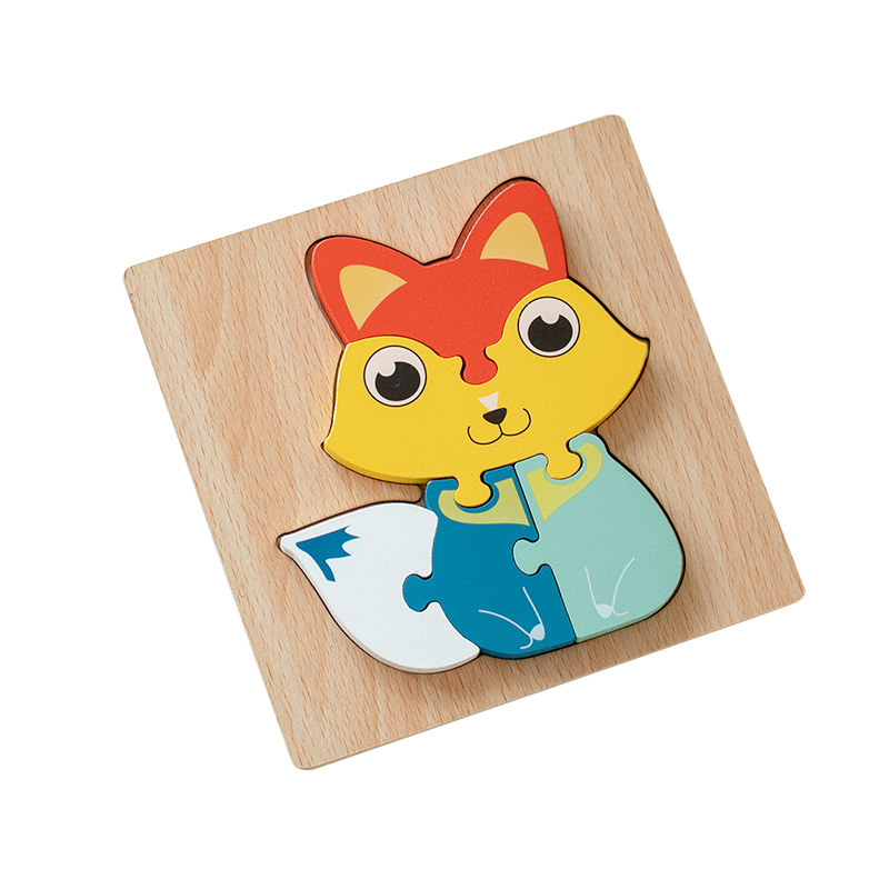 Montessori 3D Puzzle Cube Board Games DIY Cartoon Animal Wooden ...