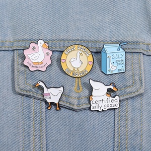 Wholesale Clothing Decorative Metal Animals <b>Badge</b> OEM Customization Enamel <b>Pin</b> Cute Funny Duck Engraving Brooch - Product Image 3