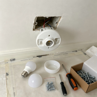 Douille de lampe sans clé en porcelaine E26, culot moyen, 660W, en céramique blanche, pour montage sur boîtier, compatible LED et ampoules à incandescence