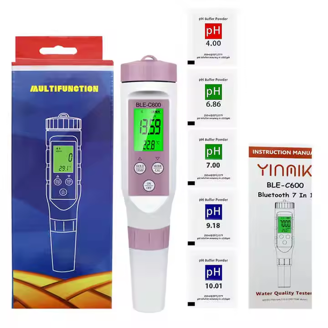 Portable Digital Pen 6 in 1 Plus Temperature, TDS EC Specific Gravity Salinity PH Water Quality Test Meter