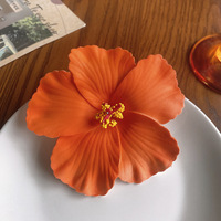 Accessoires de Tête Nuptiaux en Mousse pour Fête d'Été Hawaïenne, Pinces à Cheveux en Tissu Fleurs d'Hibiscus Tropical pour DIY Fleurs Artificielles