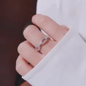 JH独特戒指银色色调中指指关节绑带女指环可调