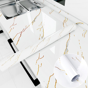 Papel Tapiz Vinílico 3D de PVC con Acabado Brillante en Mármol Dorado, Autoadhesivo, Moderno, Impermeable y Antiaceite, Paneles Decorativos para Pared - Product Image 5