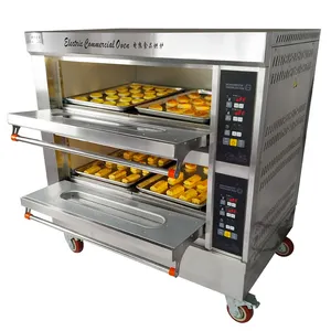 Conventional Bread Baking Electric Oven 2 Layers 4 Trays Bakery With Hot Plate