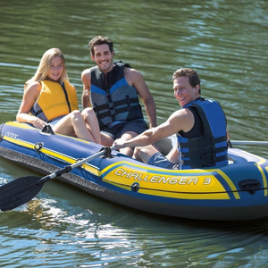 B07 Vente en gros Intex 68370 <span class=keywords><strong>CHALLENGER</strong></span> Bateaux gonflables, radeau de pêche, kayak de rafting pour 3 personnes, pagaies en plastique, pompe pour la dérive - Product Image 2