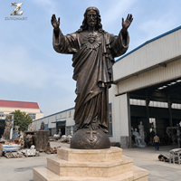Statue de Jésus en bronze, sculpture religieuse du Sacré-Cœur, taille réelle, décoration d'art catholique chrétien pour l'extérieur, l'église, le jardin