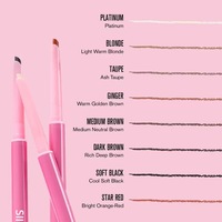 Crayon à sourcils double embout ultra-fin OEM avec brosse, résistant à l'eau, longue tenue, pointe naturelle, rétractable, rose
